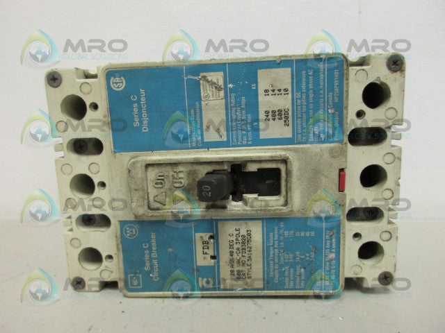 WESTINGHOUSE FDB3020 20AMP CIRCUIT BREAKER *USED*
