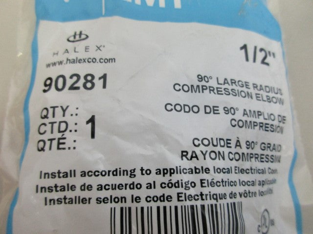 HALEX 90281 COMPRESSION ELBOW 1/2" *NEW IN FACTORY BAG*