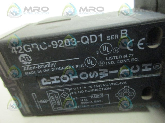 ALLEN BRADLEY 42GRC-9203-QD1 SER. B PHOTOELECTRIC SENSOR *USED*