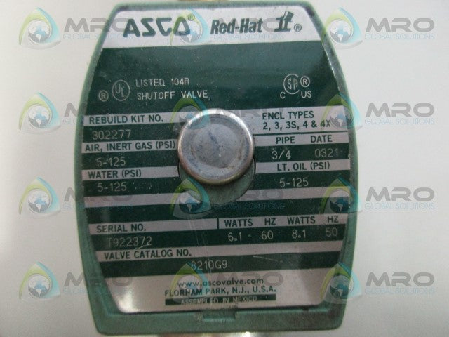 ASCO 8210G9 SOLENOID VALVE *USED*