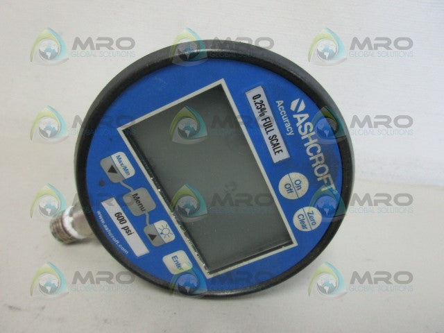 ASHCROFT 302074SD02L-600#XBLCYLMNB PRESSURE GAUGE 600 PSI *USED*