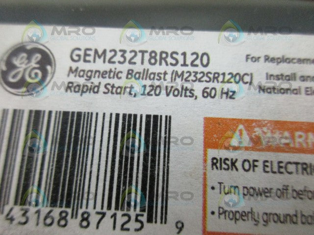 GENERAL ELECTRIC GEM232T8RS120 BALLAST *NEW IN BOX*
