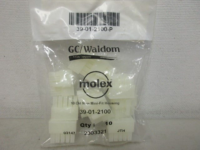 MOLEX 39-01-2100 (PACKAGE OF 10) RECEPTACLE HOUSING *NEW IN FACTORY BAG*
