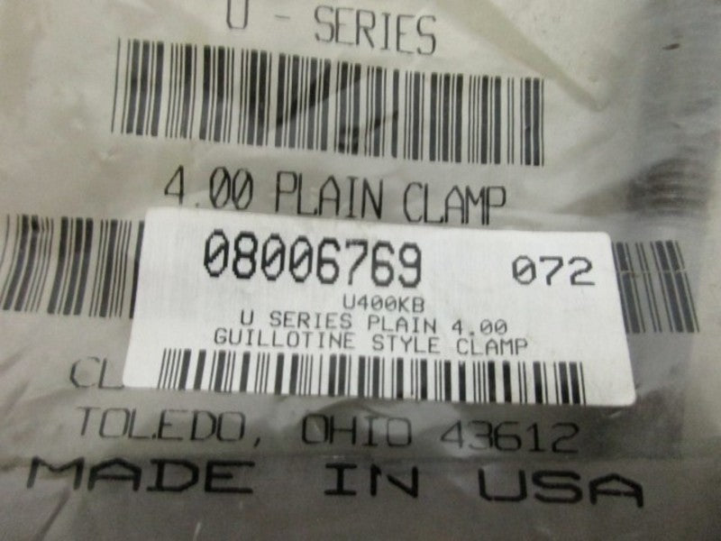 INDUSTRIAL MRO U400KB 4" CLAMP *NEW IN FACTORY BAG*
