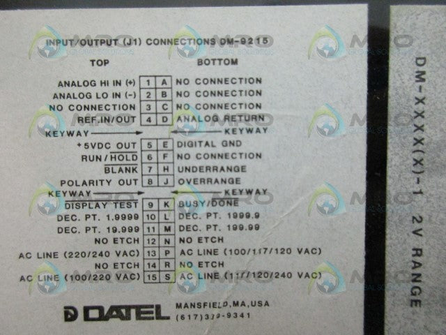 DATEL DM-9215 PANEL METER *NEW NO BOX*