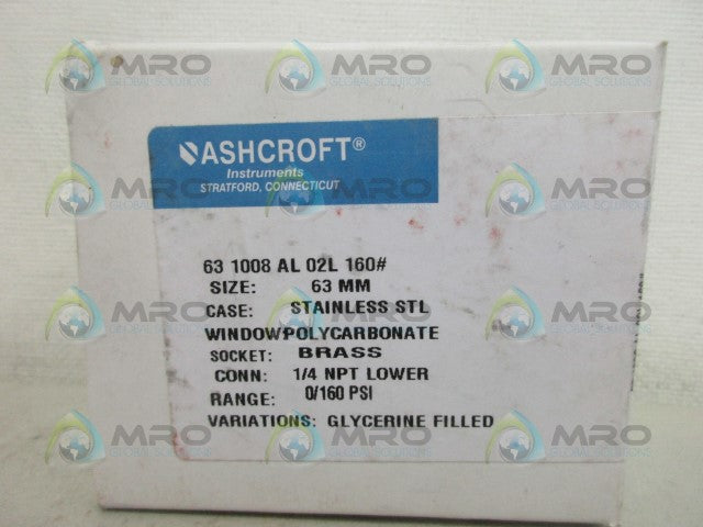 ASHCROFT 631008AL02L PRESSURE GAUGE 0-160 *NEW IN BOX*