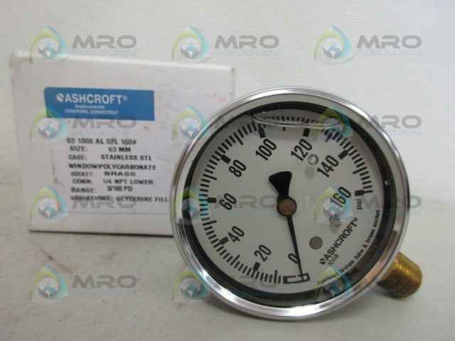 ASHCROFT 631008AL02L PRESSURE GAUGE 0-160 *NEW IN BOX*
