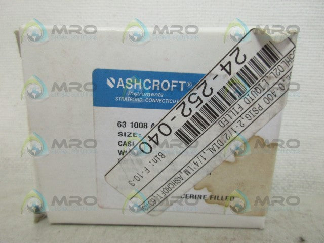 ASHCROFT 631008AL02L400 PRESSURE GAUGE 0-400 *NEW IN BOX*
