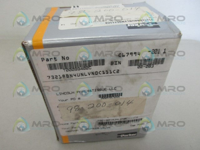 PARKER 73218BN4UNLVN0C111C2 SOLENOID VALVE *FACTORY SEALED*