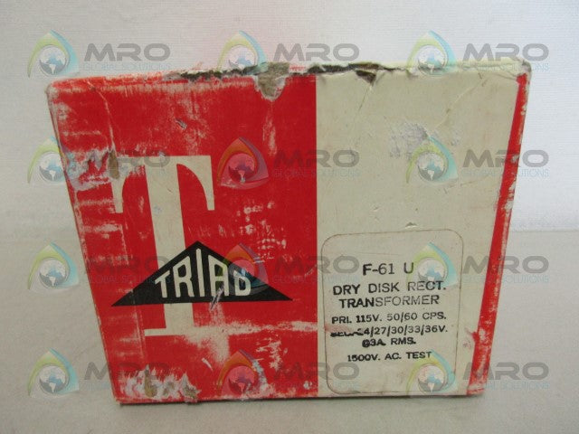 TRIAD F-61U DRY DISK RECTIFIER TRANSFORMER *NEW IN BOX*