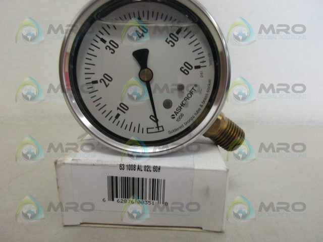 ASHCROFT 631008AL02L60 PRESSURE GAUGE 0-60 *NEW IN BOX*