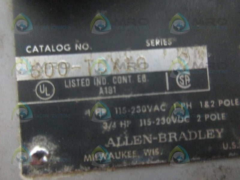 INDUSTRIAL SPARE PART 600-TCK10 SER. C MANUAL STARTING SWITCH UNMP