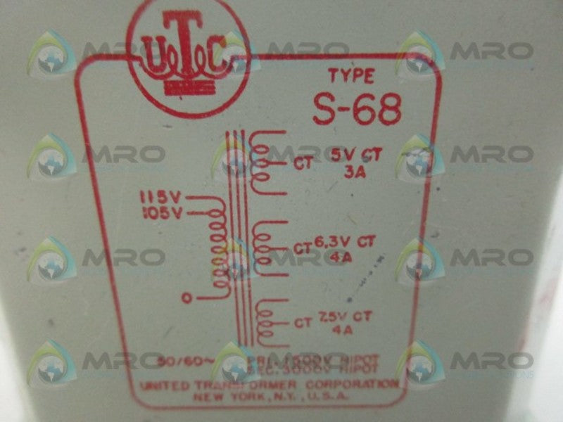 UNITED TRANSFORMER S-68 TRANSFORMER UNMP