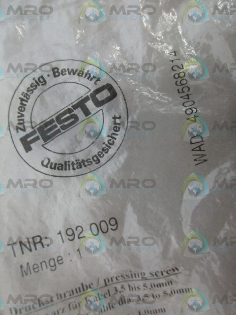 FESTO 192009 PLUG *NEW IN FACTORY BAG*
