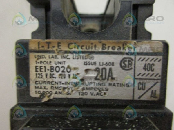 ITE EE1-B020 CIRCUIT BREAKER 1PL 20AMP UNMP