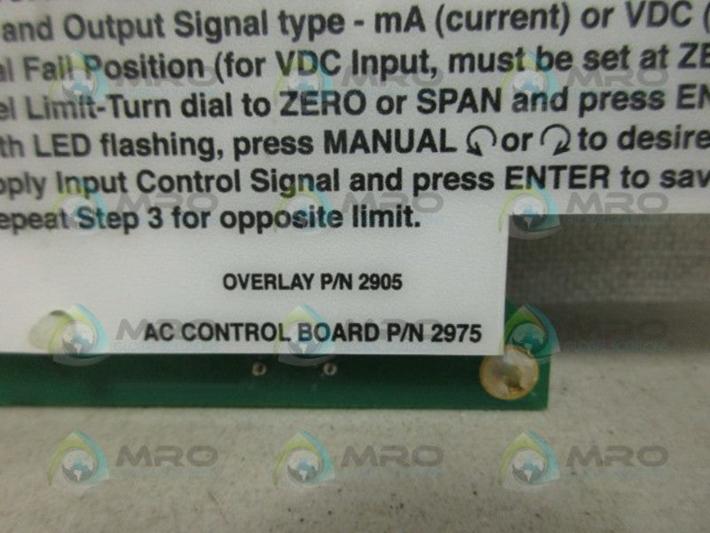 VALVCON 2975 AC CONTROL BOARD *USED*