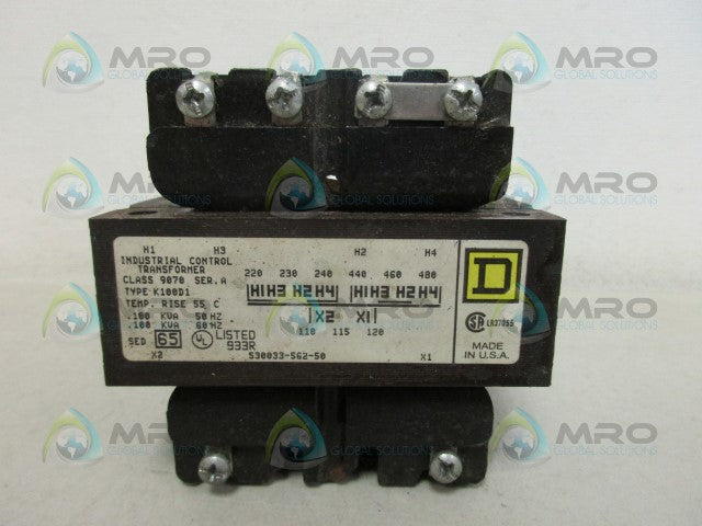 SQUARE D K100D1 TRANSFORMER *USED*