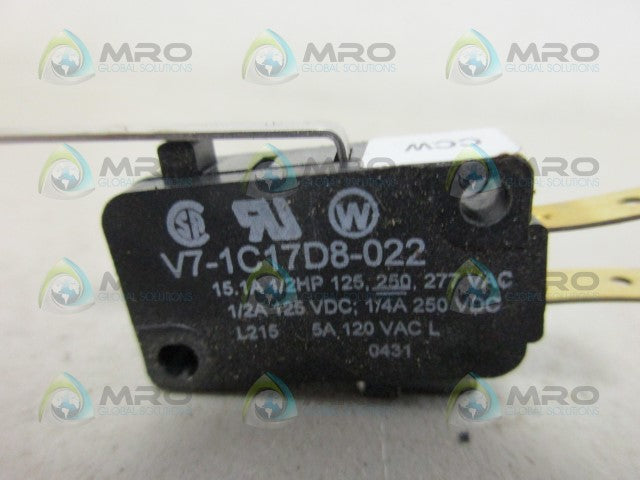 HONEYWELL V7-1C17D8-022 MICROSWITCH *USED*