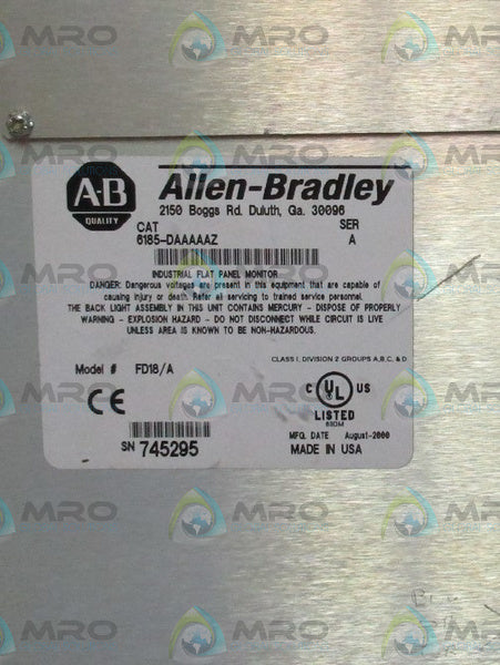 INDUSTRIAL SPARE PART 6185-DAAAAAZ SER. A INTERFACE MONITOR UNMP