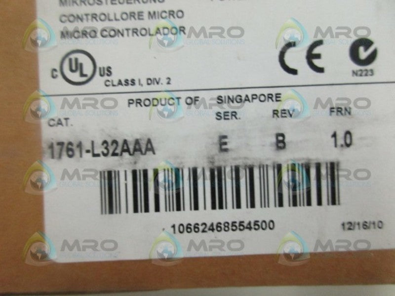 INDUSTRIAL SPARE PART MICROLOGIX 1000 1761-L32AAA SER. E F/W 1.0 2010 NSFS