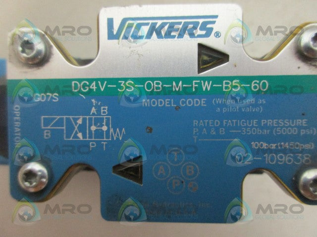 VICKERS DG4V-3S-OB-M-FW-B5-60 DIRECTRIONAL CONTROL VALVE *NEW NO BOX*