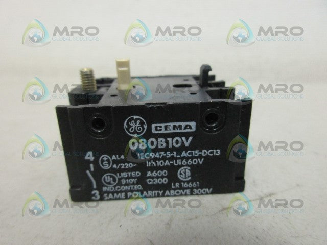 GENERAL ELECTRIC 080B10V CONTACT BLOCK *USED*