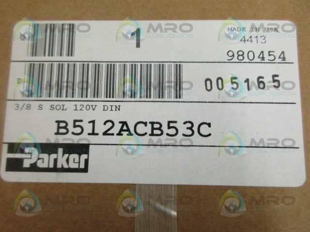 PARKER B512ACB53C SOLENOID VALVE *FACTORY SEALED*