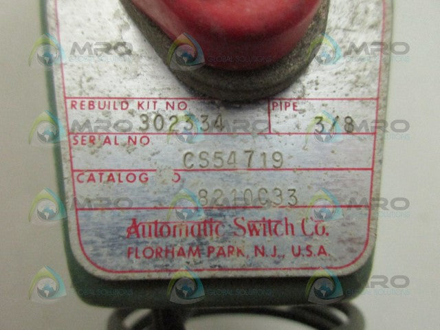 ASCO 8210C33 SOLENOID VALVE *USED*