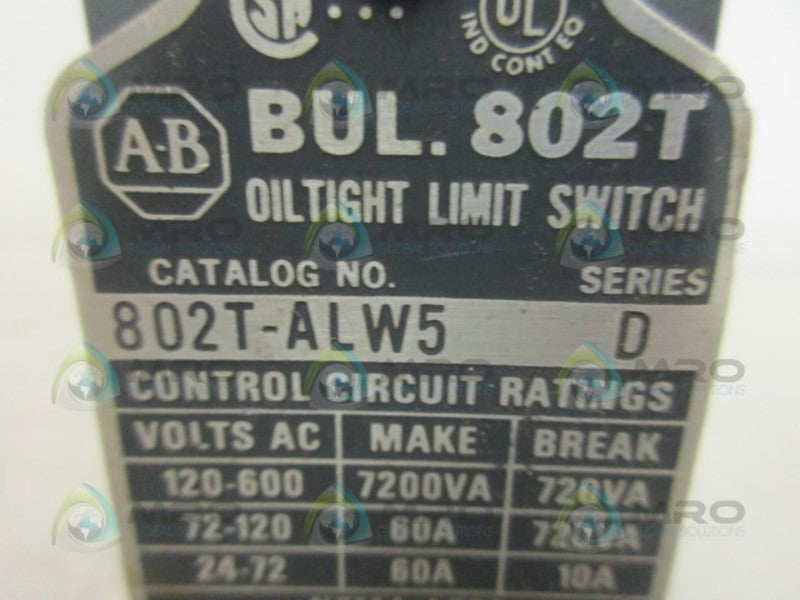 INDUSTRIAL SPARE PART 802T-ALW5 SER. D OILTIGHT LIMIT SWITCH (BODY ONLY)  UNMP