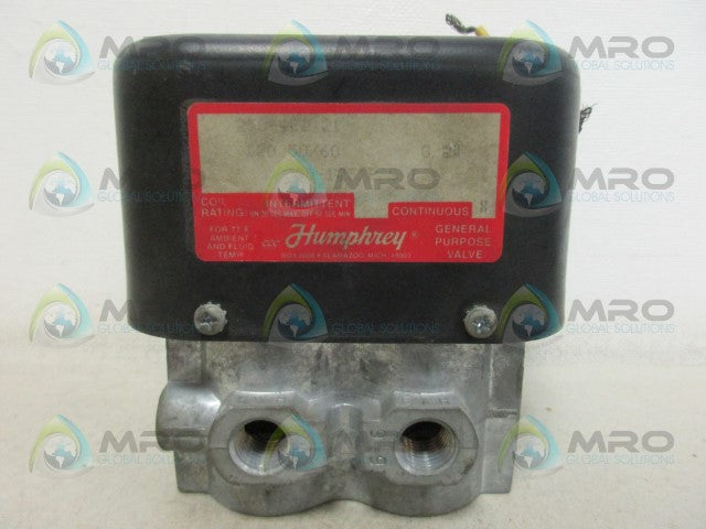 HUMPHREY 250-4E2-21 SOLENOID VALVE *USED*
