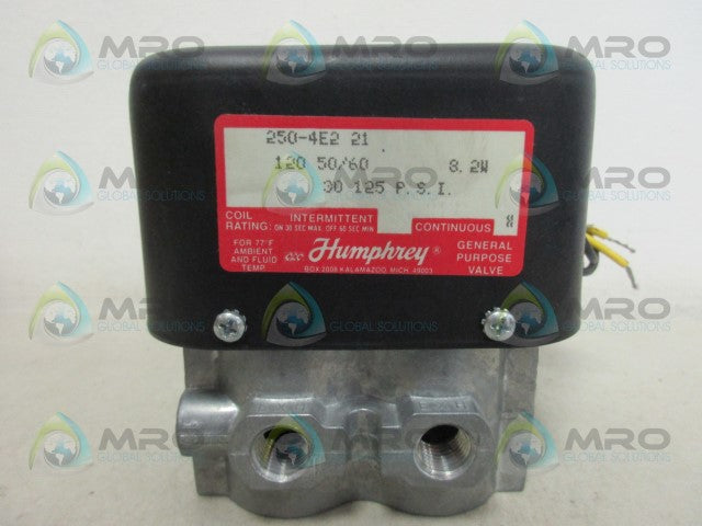 HUMPHREY 250-4E2-21 SOLENOID VALVE *NEW NO BOX*