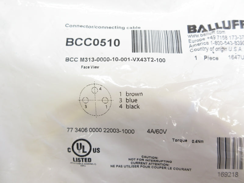 BALLUFF BCCM313-0000-10-001-VX43T2-100 BCC0510 60V 4A NSMP