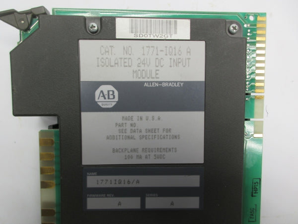 ALLEN BRADLEY 1771-IQ16 SER. A F/W A 24VDC UNMP