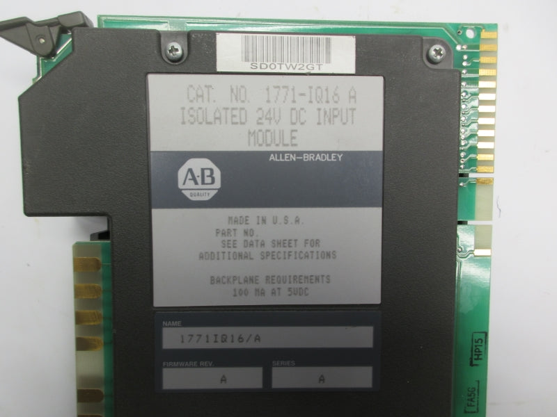 ALLEN BRADLEY 1771-IQ16 SER. A F/W A 24VDC UNMP