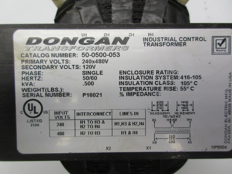 DONGAN 50-0500-053 240/480V .500KVA NSNP