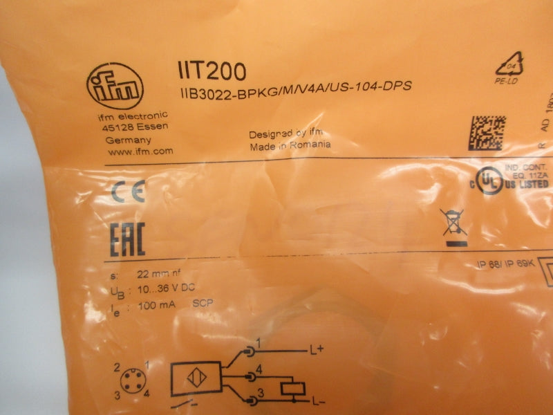 IFM EFECTOR IIB3022-BPKG/M/V4A/US-104-DPS IIT200 10-36VDC NSMP