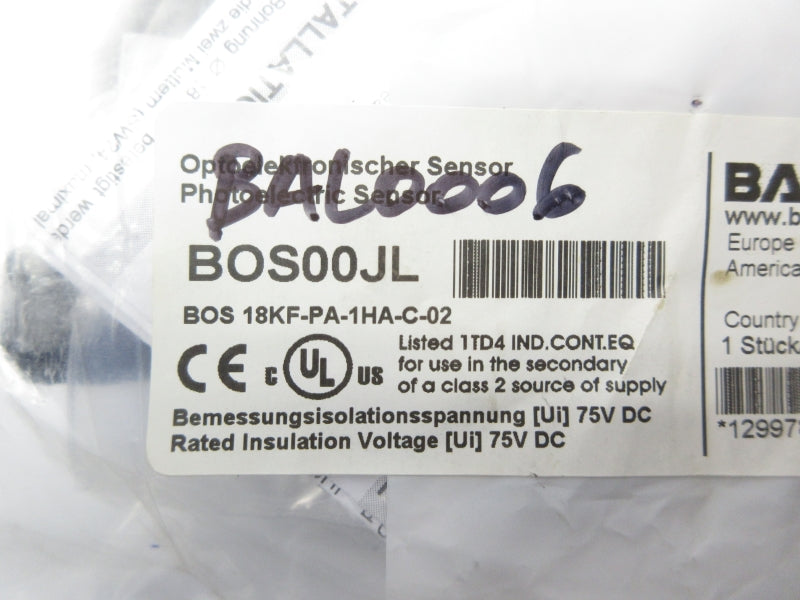 BALLUFF BOS18KF-PA-1HA-C-02 BOS00JL NSMP