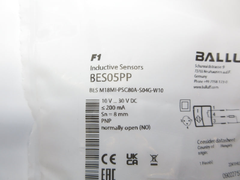 BALLUFF BESM18MI-PSC80A-S04G-W10 BES05PP 10-30VDC NSMP