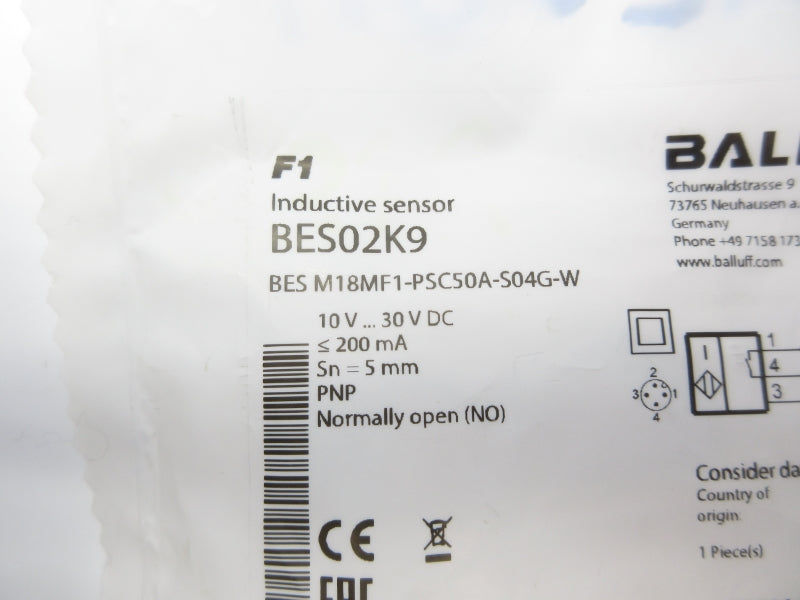 BALLUFF BESM18MF1-PSC50A-S04G-W BES02K9 10-30VDC NSMP