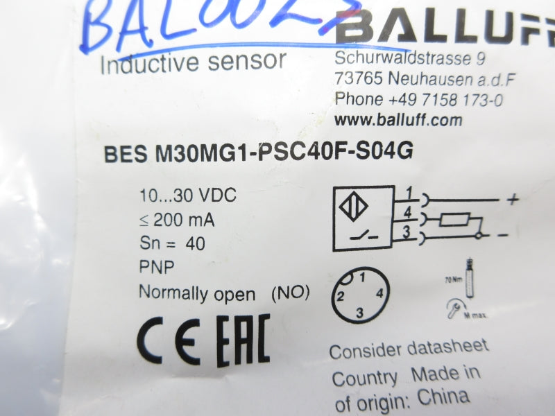BALLUFF BESM30MG1-PSC40F-S04G 10-30VDC NSMP