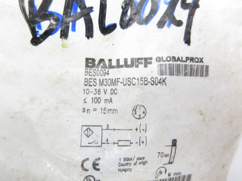 BALLUFF BESM30MF-USC15B-S04K BES0094 10-36VDC NSMP