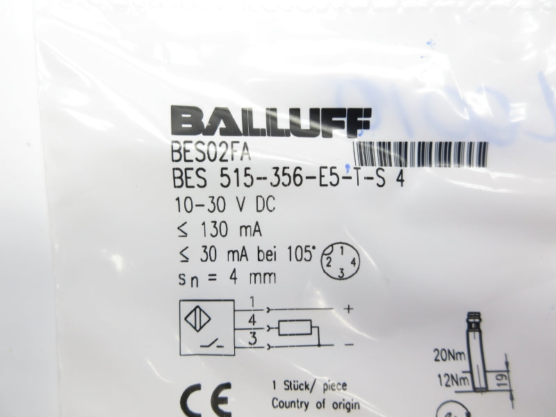 BALLUFF BES515-356-E5-T-S4 BES02FA 10-30VDC NSMP