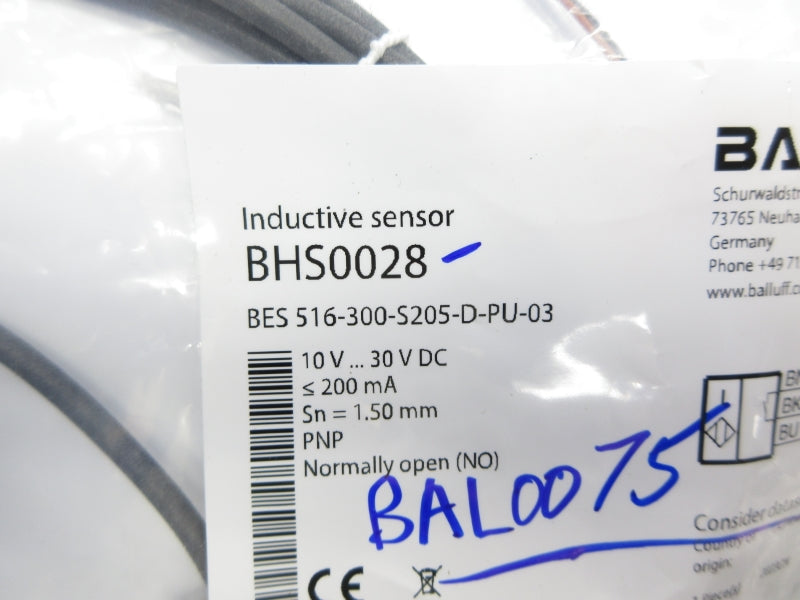 BALLUFF BES516-300-S205-D-PU-03 BHS0028 10-30VDC NSMP