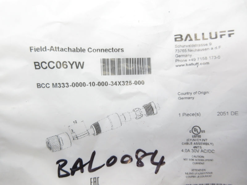 BALLUFF BCCM333-0000-10-000-34X325-000 BCC06YW 30VAC/DC 4.0A NSMP