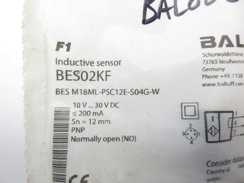 BALLUFF BESM18ML-PSC12E-S04G-W BES02KF 10-30VDC NSMP