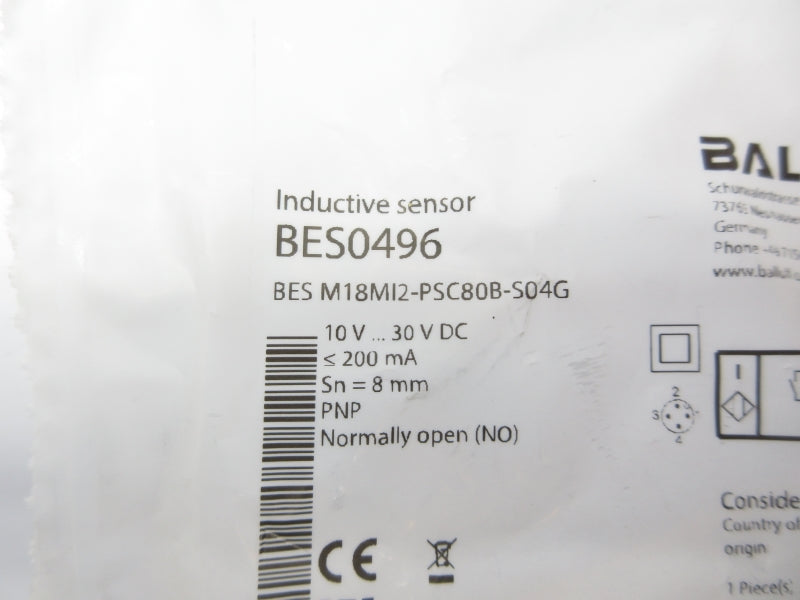 BALLUFF BESM18MI2-PSC80B-S04G BES0496 10-30VDC NSMP