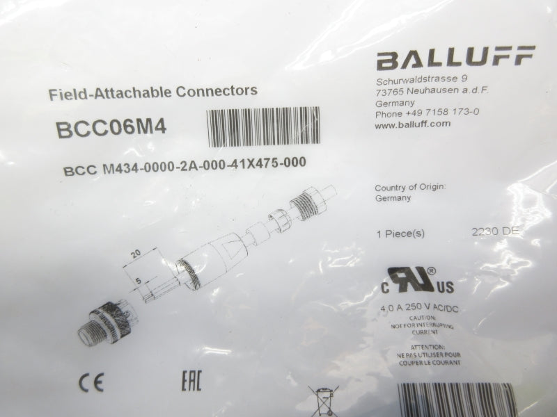 BALLUFF BCCM434-0000-2A-000-41X475-000 BCC06M4 250VAC/DC 4.0A NSMP