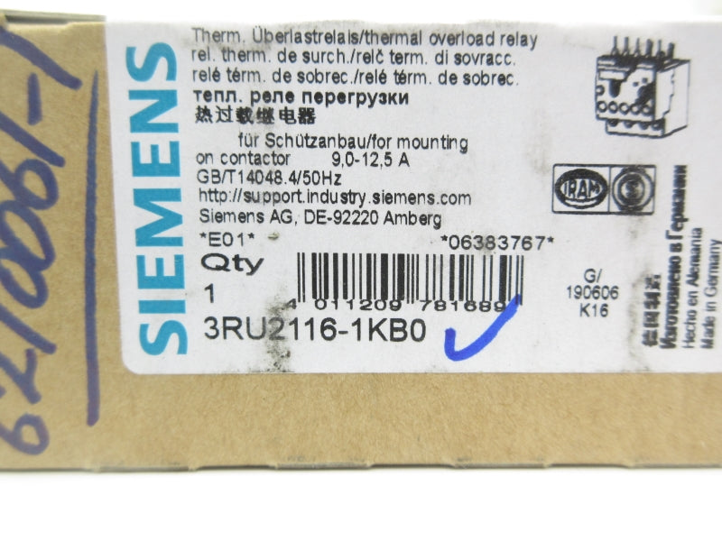 SIEMENS 3RU2116-1KB0 9.0-12.5A NSMP