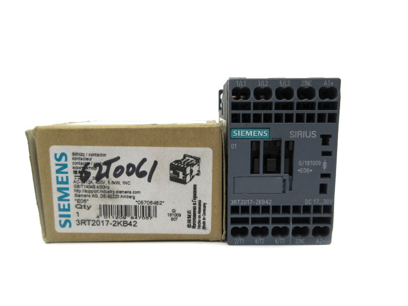 SIEMENS 3RT2017-2KB42 17-30VDC NSMP