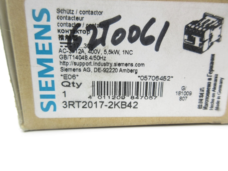 SIEMENS 3RT2017-2KB42 17-30VDC NSMP